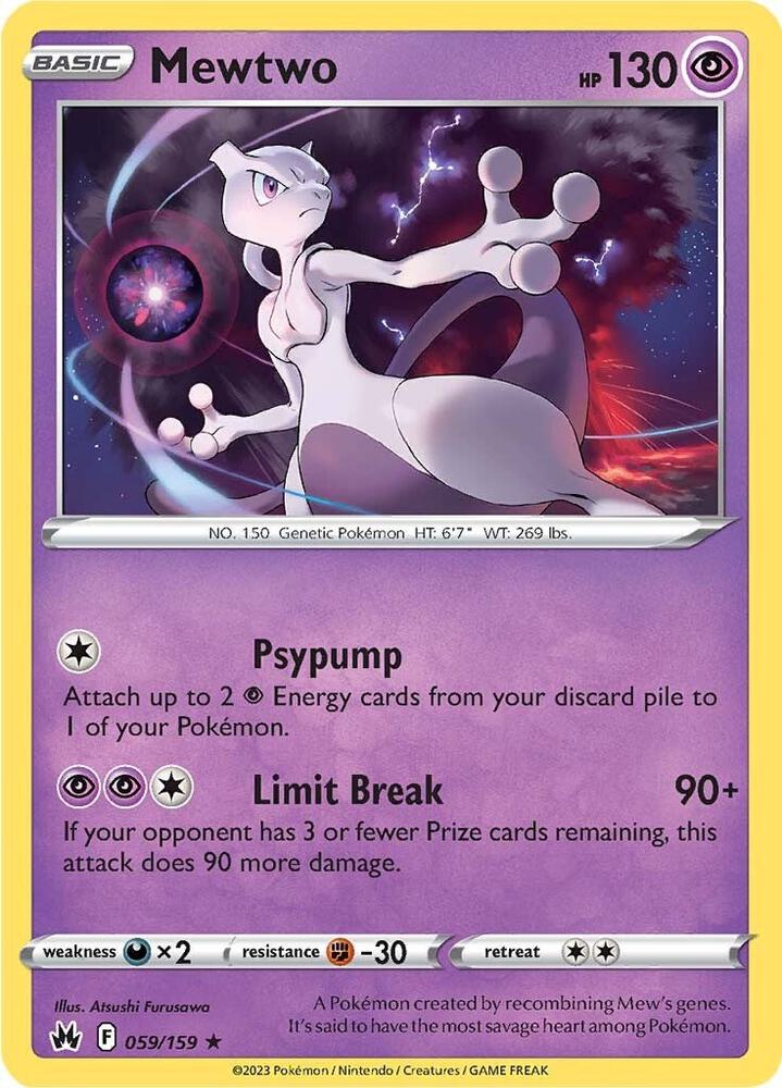 Mewtwo 059/159 card from Crown Zenith