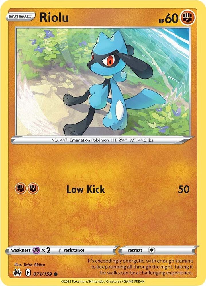 Riolu 071/159 card from Crown Zenith