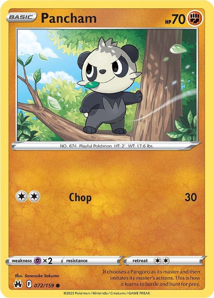 Pancham 072/159 card from Crown Zenith