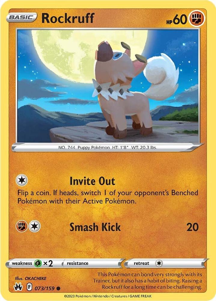 Rockruff 073/159 card from Crown Zenith