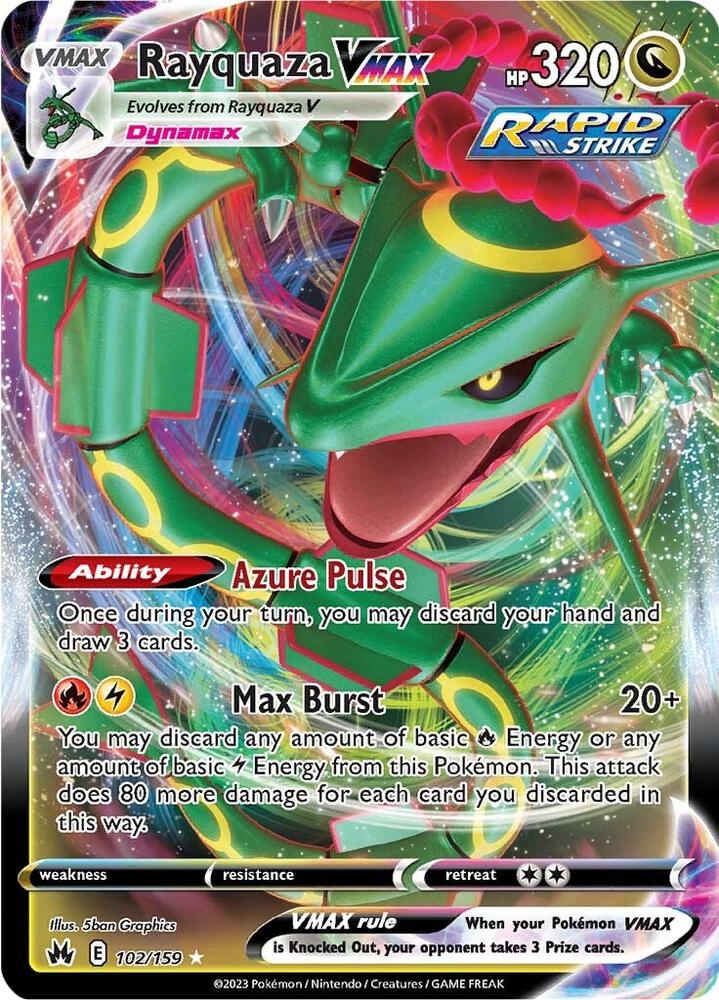 Rayquaza VMAX (102) 102/159 card from Crown Zenith