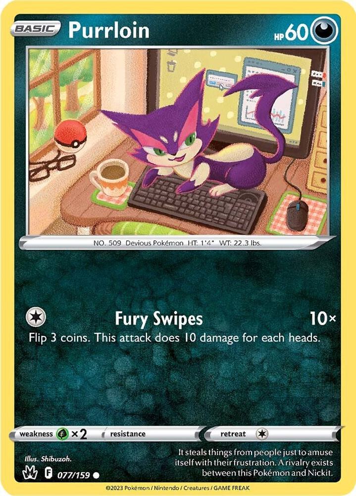 Purrloin 077/159 card from Crown Zenith