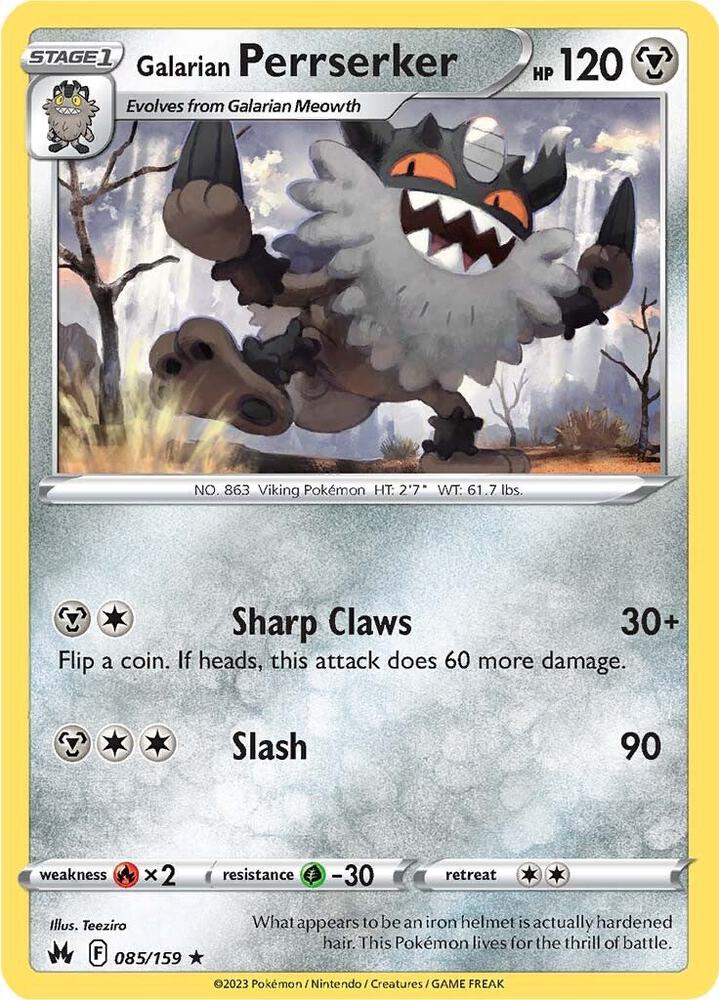 Galarian Perrserker 085/159 card from Crown Zenith