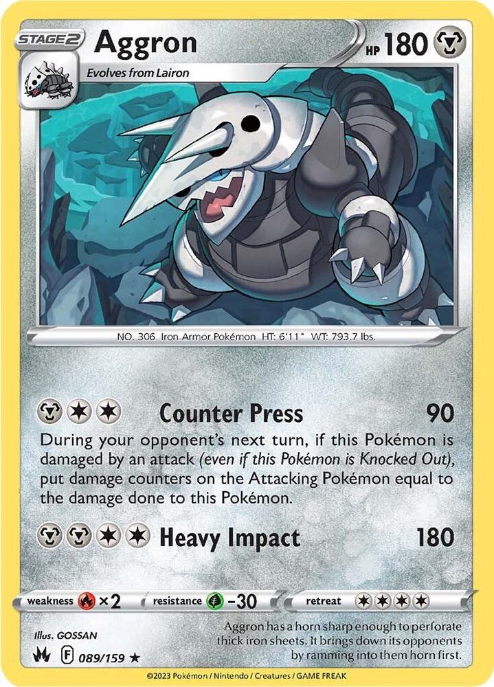Aggron 089/159 card from Crown Zenith