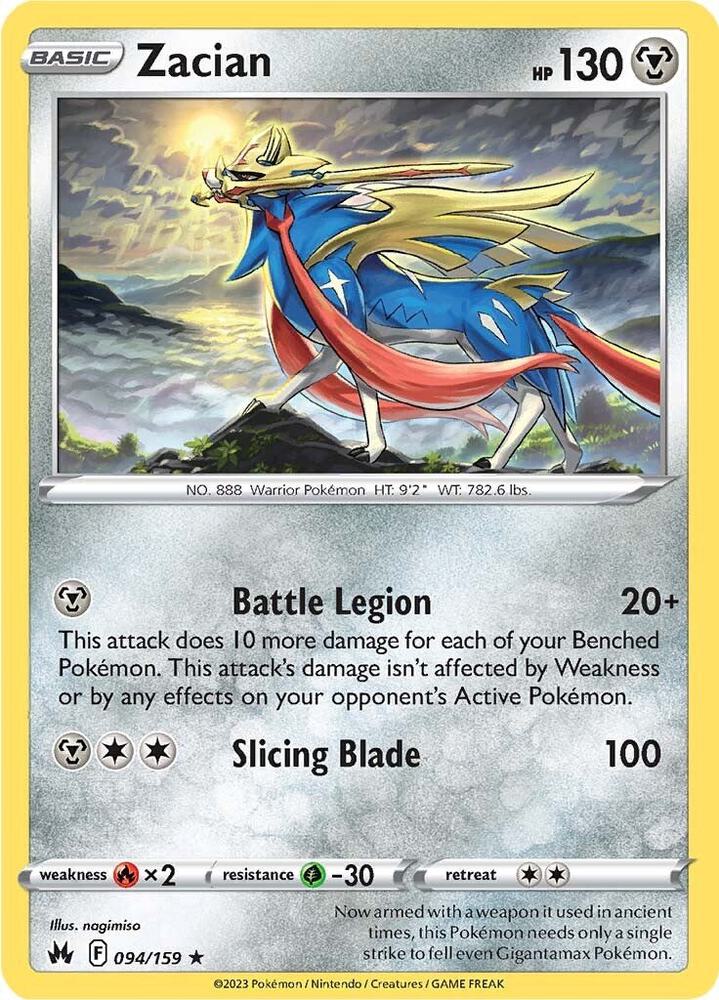 Zacian 094/159 card from Crown Zenith