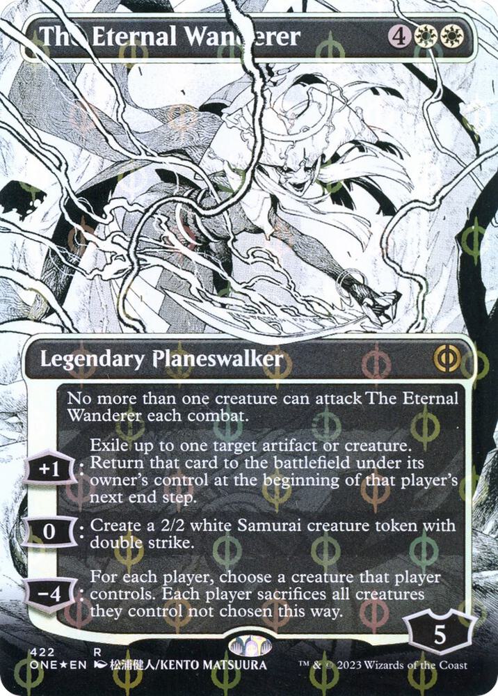 The Eternal Wanderer (Borderless) (Step-and-Compleat Foil) 422 card from Phyrexia: All Will Be One