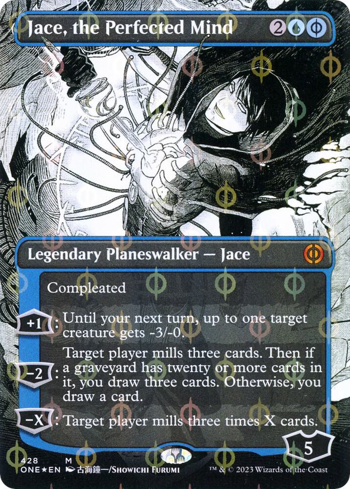 Jace, the Perfected Mind (Borderless) (Step-and-Compleat Foil) 428 card from Phyrexia: All Will Be One