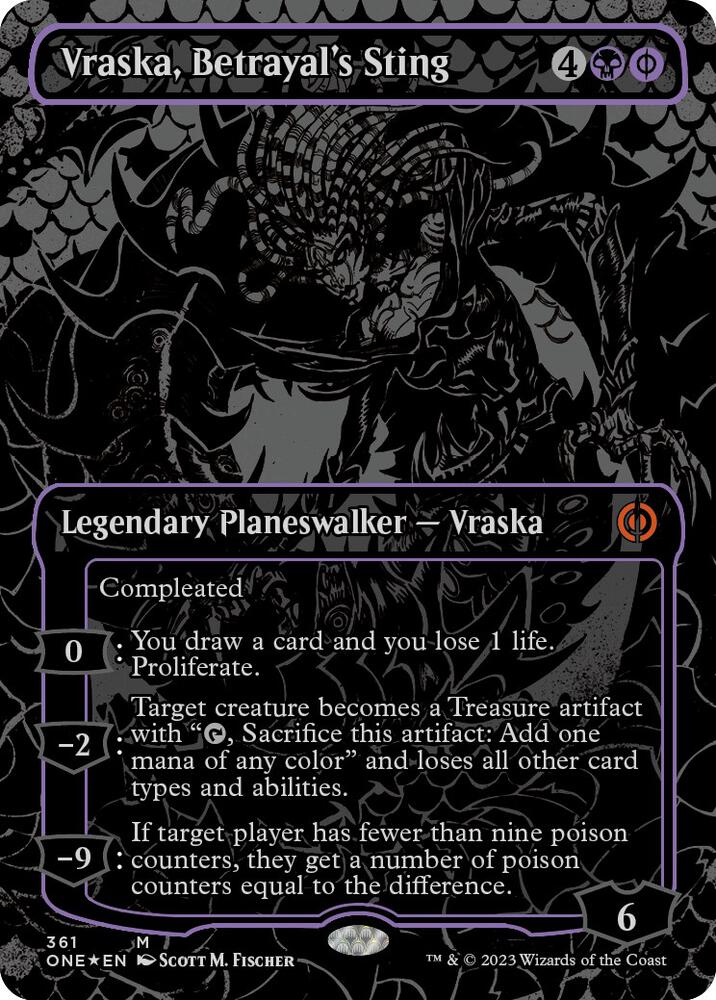 Vraska, Betrayal's Sting (Oil Slick Raised Foil) 361 card from Phyrexia: All Will Be One