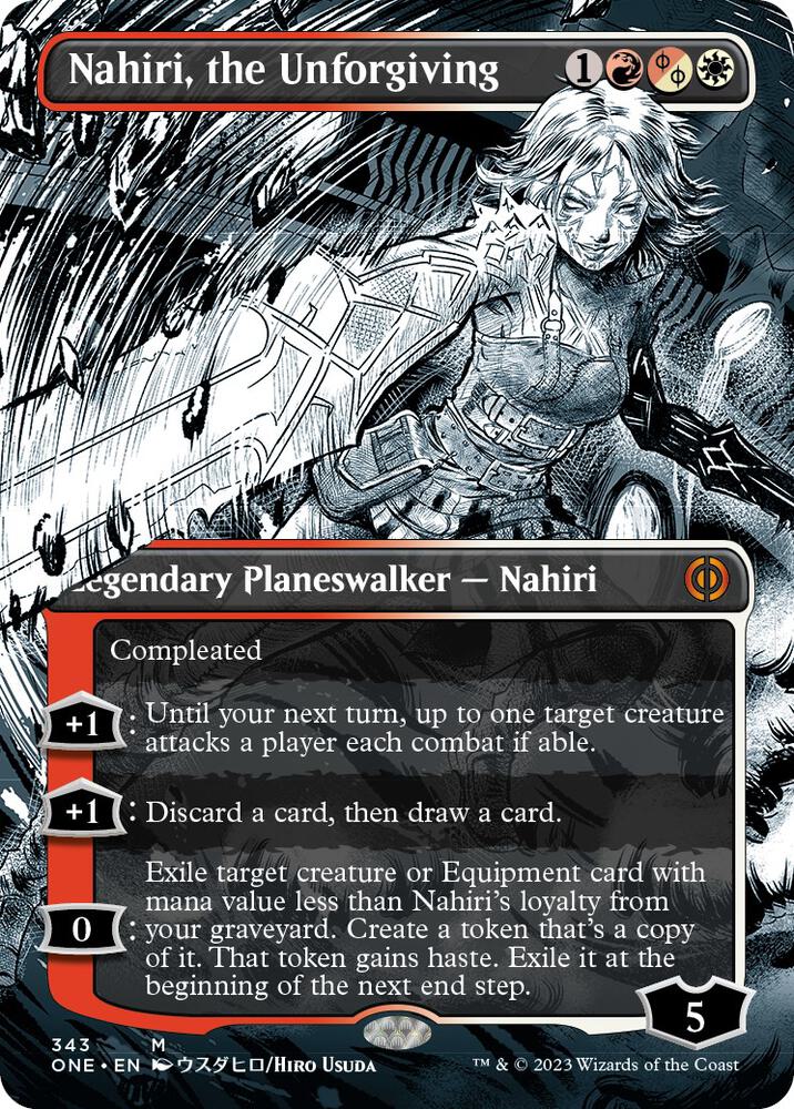 Nahiri, the Unforgiving (Borderless) 343 card from Phyrexia: All Will Be One