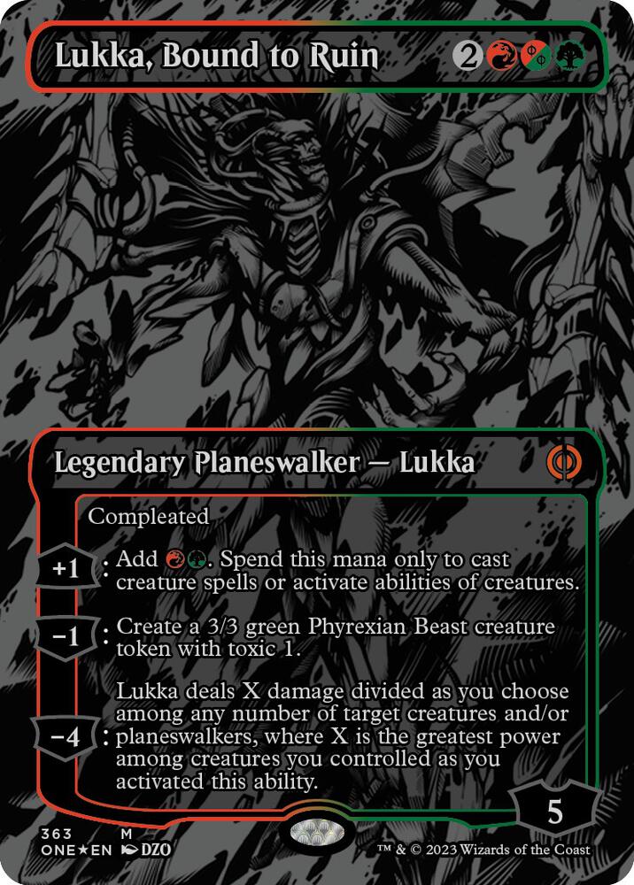 Lukka, Bound to Ruin (Oil Slick Raised Foil) 363 card from Phyrexia: All Will Be One