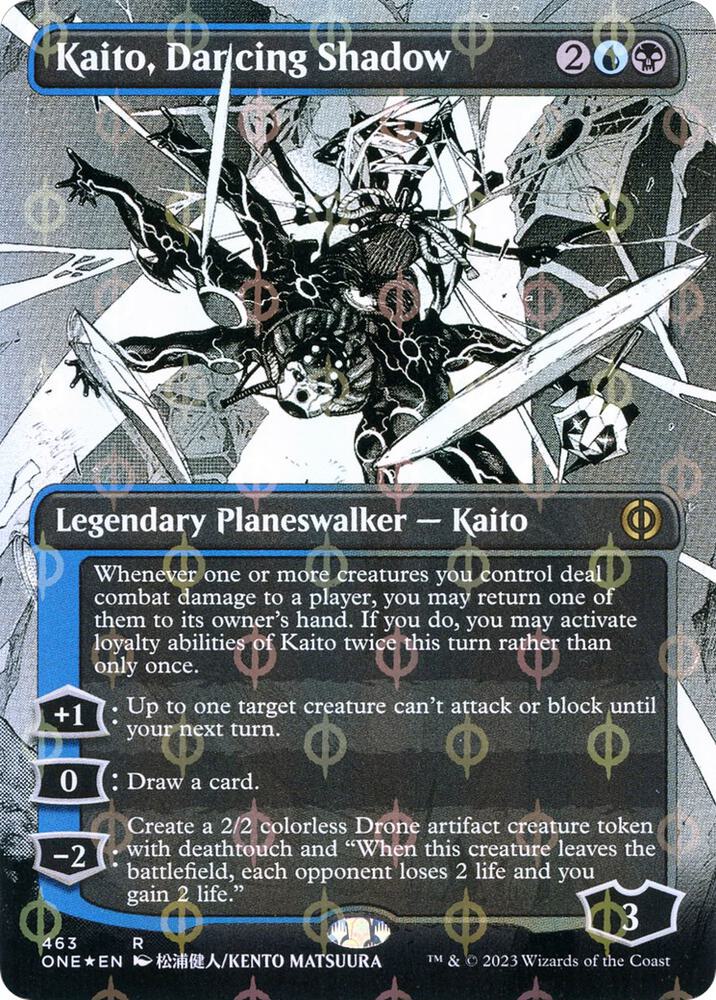 Kaito, Dancing Shadow (Borderless) (Step-and-Compleat Foil) 463 card from Phyrexia: All Will Be One