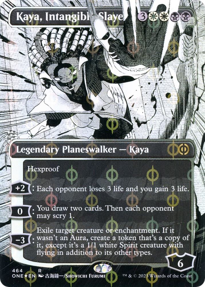 Kaya, Intangible Slayer (Borderless) (Step-and-Compleat Foil) 464 card from Phyrexia: All Will Be One