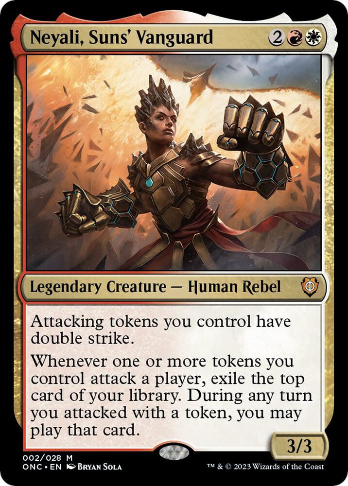 Neyali, Suns' Vanguard 2 card from Commander: Phyrexia: All Will Be One