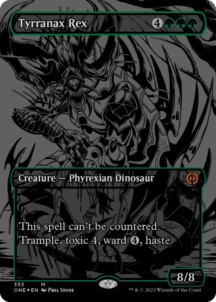 Tyrranax Rex (Oil Slick Raised Foil) 355 card from Phyrexia: All Will Be One