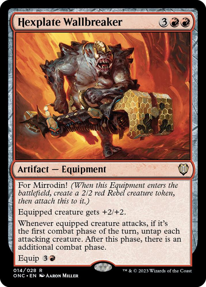 Hexplate Wallbreaker 14 card from Commander: Phyrexia: All Will Be One