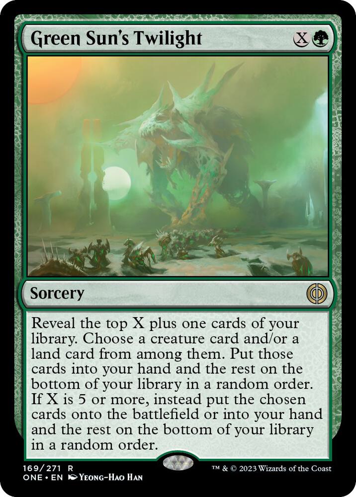 Green Sun's Twilight 169 card from Phyrexia: All Will Be One
