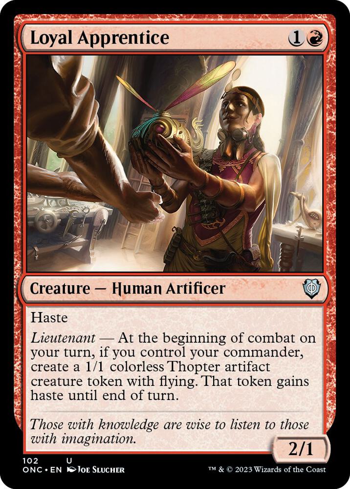 Loyal Apprentice 102 card from Commander: Phyrexia: All Will Be One