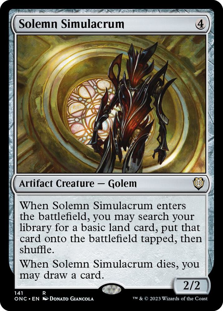 Solemn Simulacrum 141 card from Commander: Phyrexia: All Will Be One