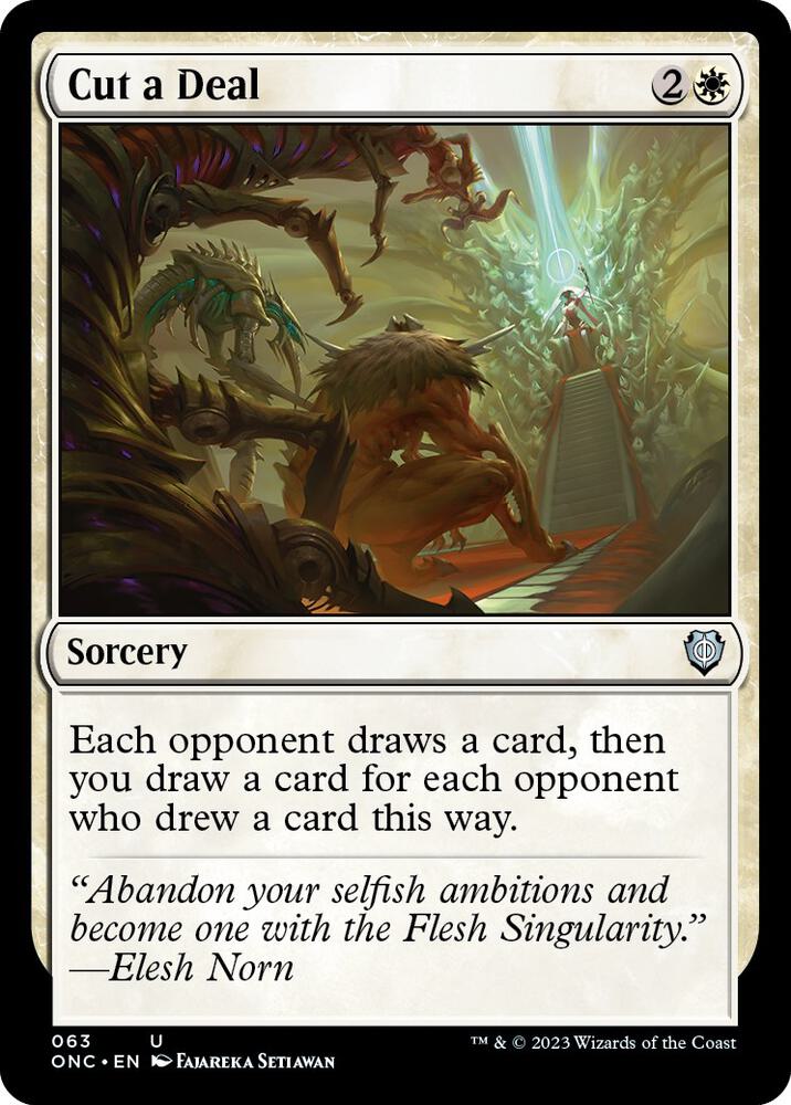 Cut a Deal 63 card from Commander: Phyrexia: All Will Be One