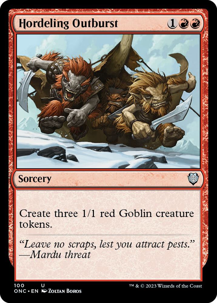 Hordeling Outburst 100 card from Commander: Phyrexia: All Will Be One