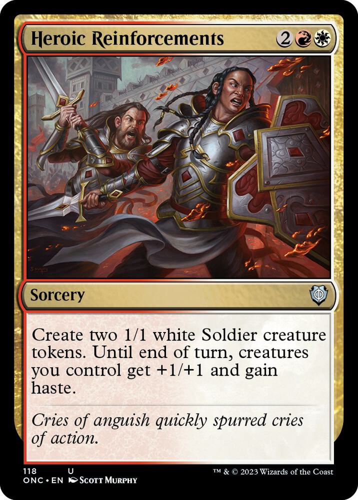 Heroic Reinforcements 118 card from Commander: Phyrexia: All Will Be One