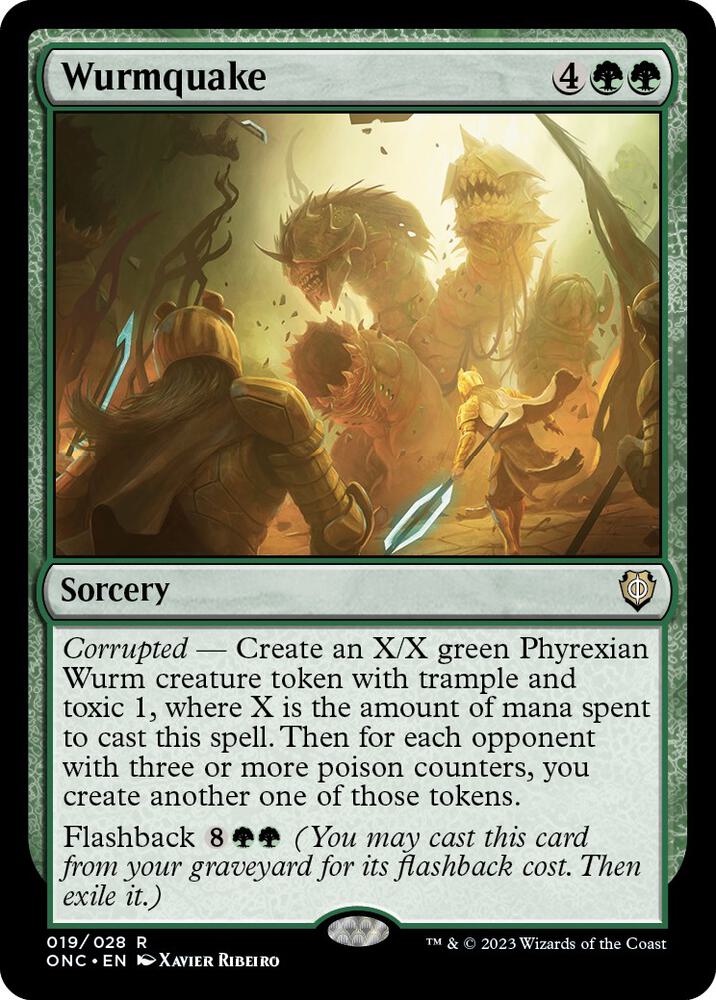 Wurmquake 19 card from Commander: Phyrexia: All Will Be One
