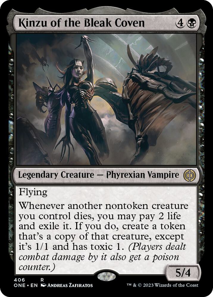 Kinzu of the Bleak Coven 406 card from Phyrexia: All Will Be One