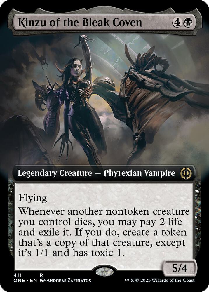 Kinzu of the Bleak Coven (Extended Art) 411 card from Phyrexia: All Will Be One