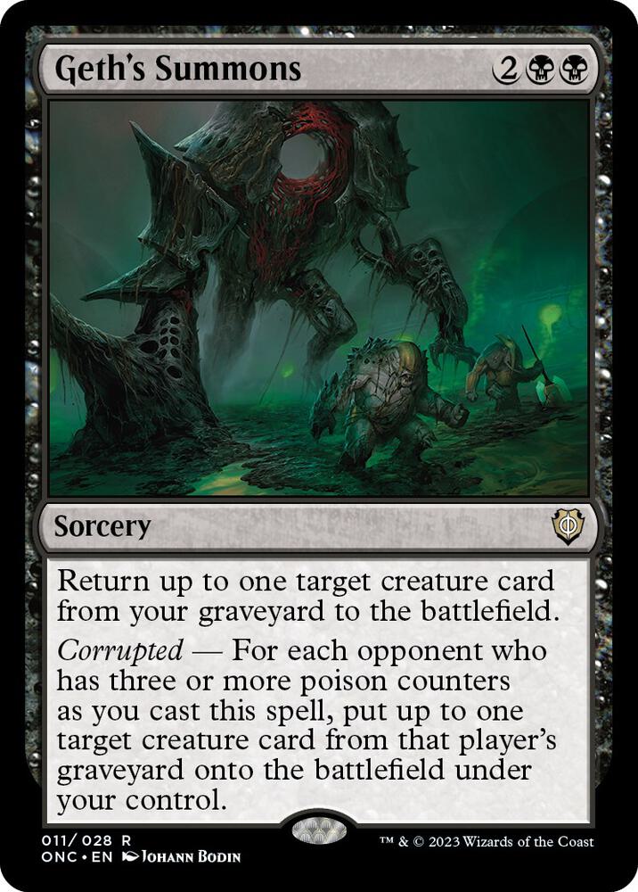 Geth's Summons 11 card from Commander: Phyrexia: All Will Be One