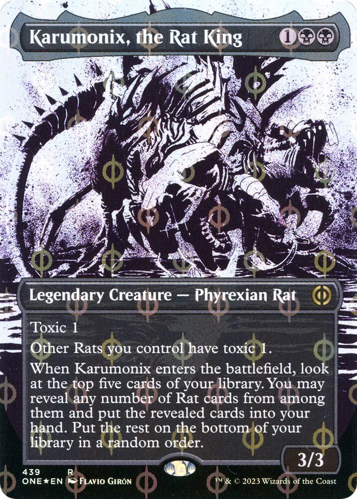 Karumonix, the Rat King (Showcase) (Step-and-Compleat Foil) 439 card from Phyrexia: All Will Be One