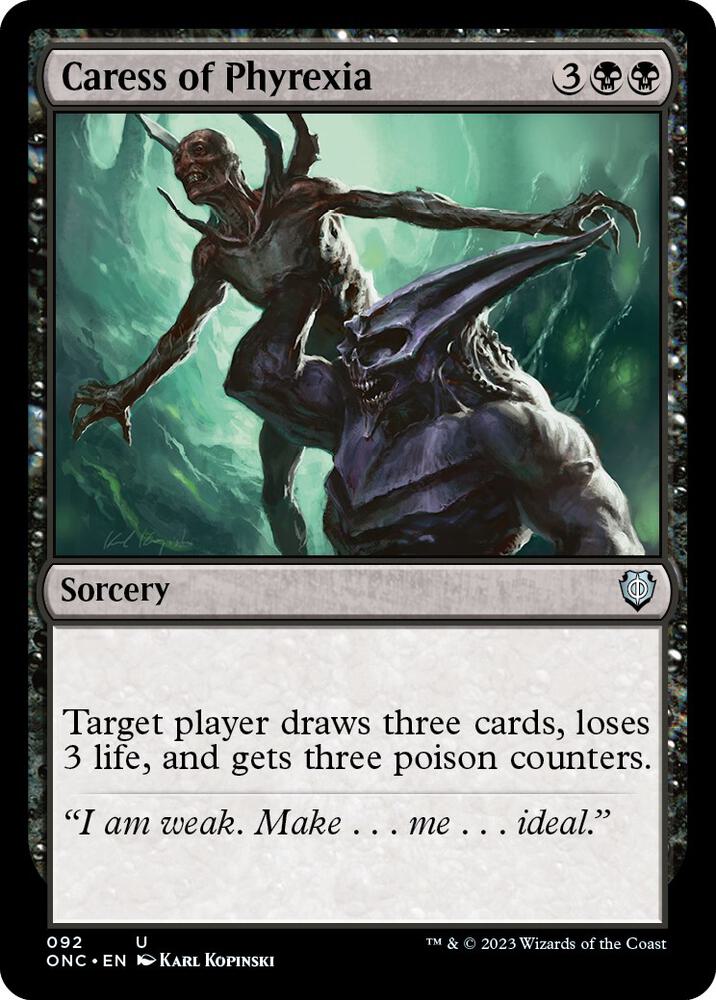 Caress of Phyrexia 92 card from Commander: Phyrexia: All Will Be One
