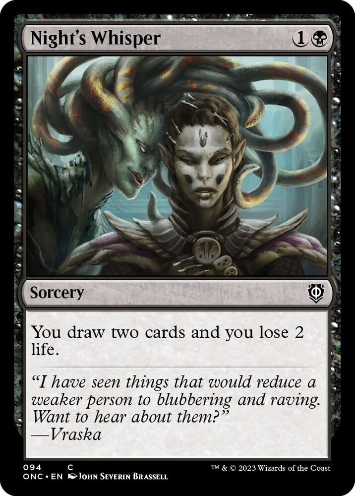 Night's Whisper 94 card from Commander: Phyrexia: All Will Be One
