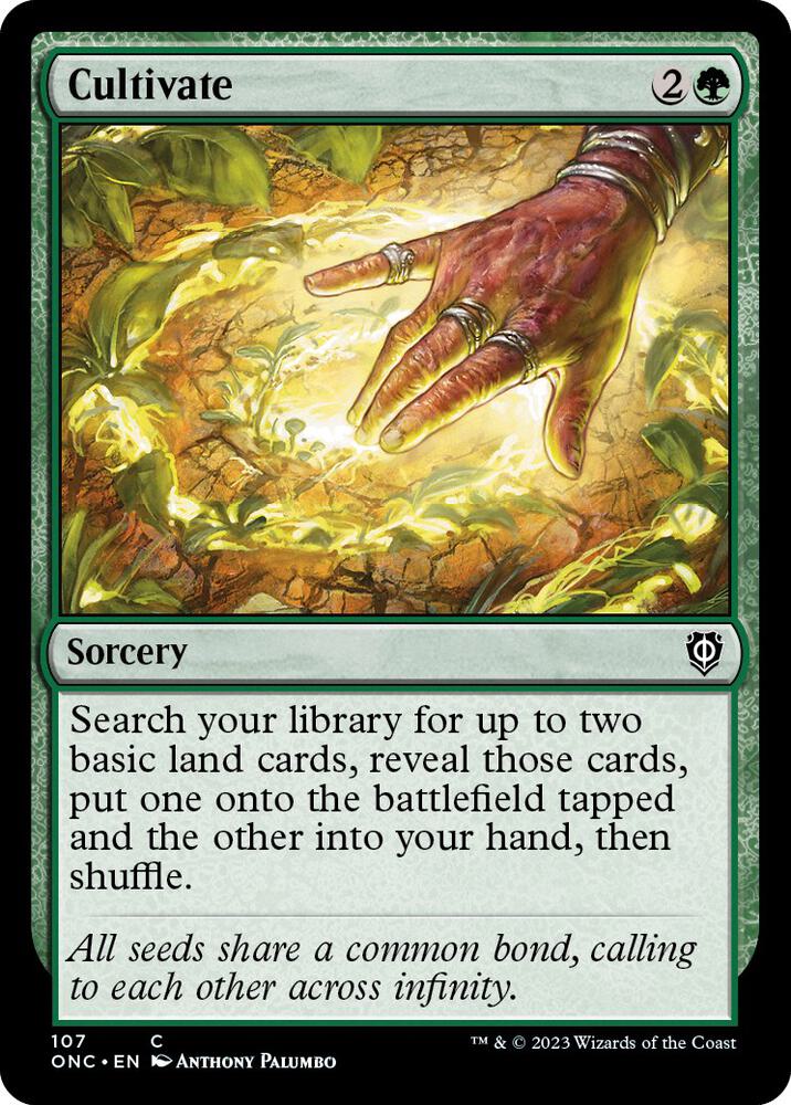 Cultivate 107 card from Commander: Phyrexia: All Will Be One