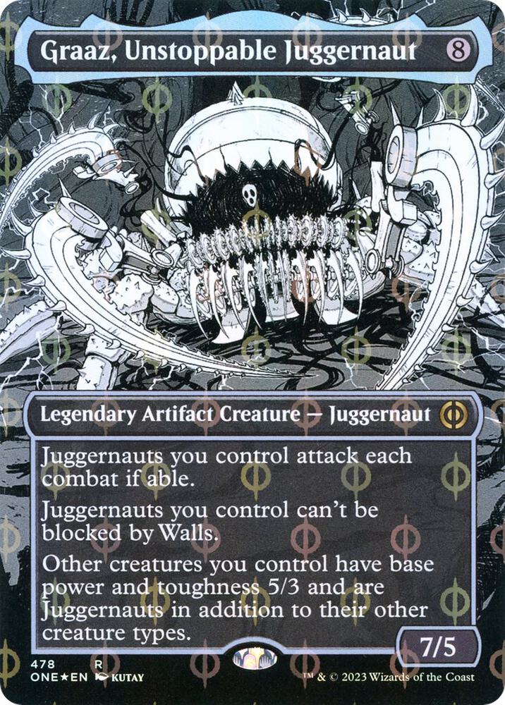 Graaz, Unstoppable Juggernaut (Borderless) (Step-and-Compleat Foil) 478 card from Phyrexia: All Will Be One