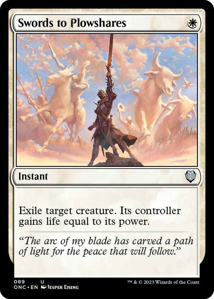 Swords to Plowshares 89 card from Commander: Phyrexia: All Will Be One