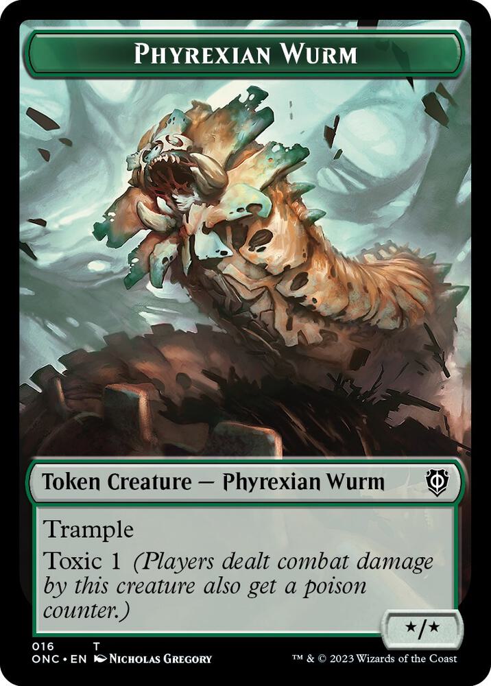 Phyrexian Wurm // Phyrexian Horror Double-Sided Token 16 // 20 card from Commander: Phyrexia: All Will Be One