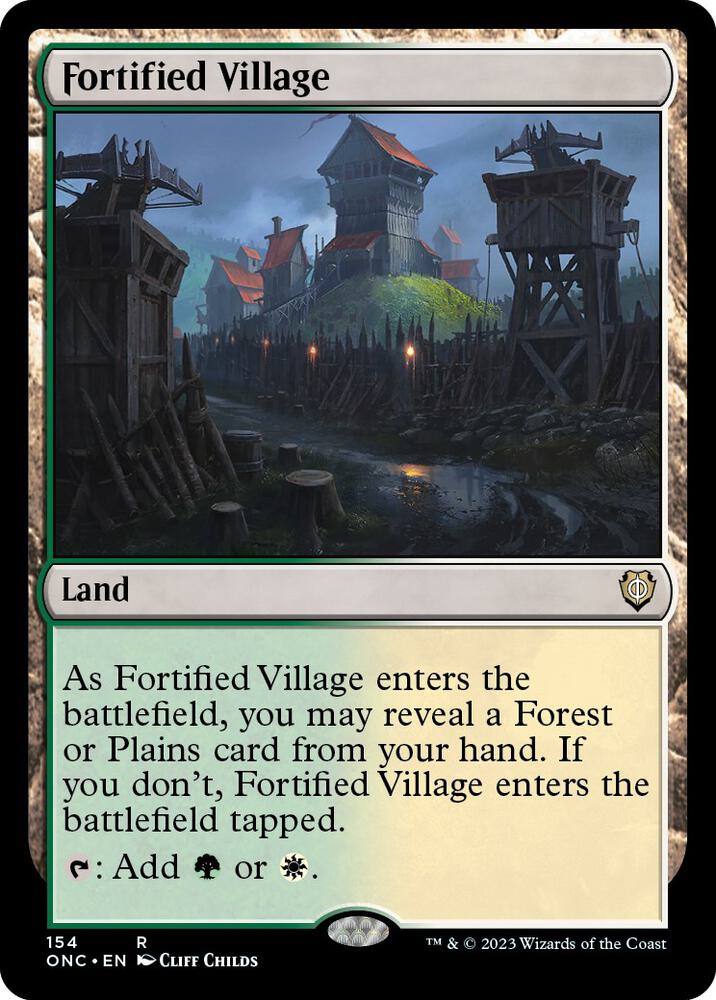 Fortified Village 154 card from Commander: Phyrexia: All Will Be One