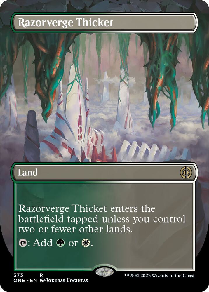 Razorverge Thicket (Borderless) 373 card from Phyrexia: All Will Be One