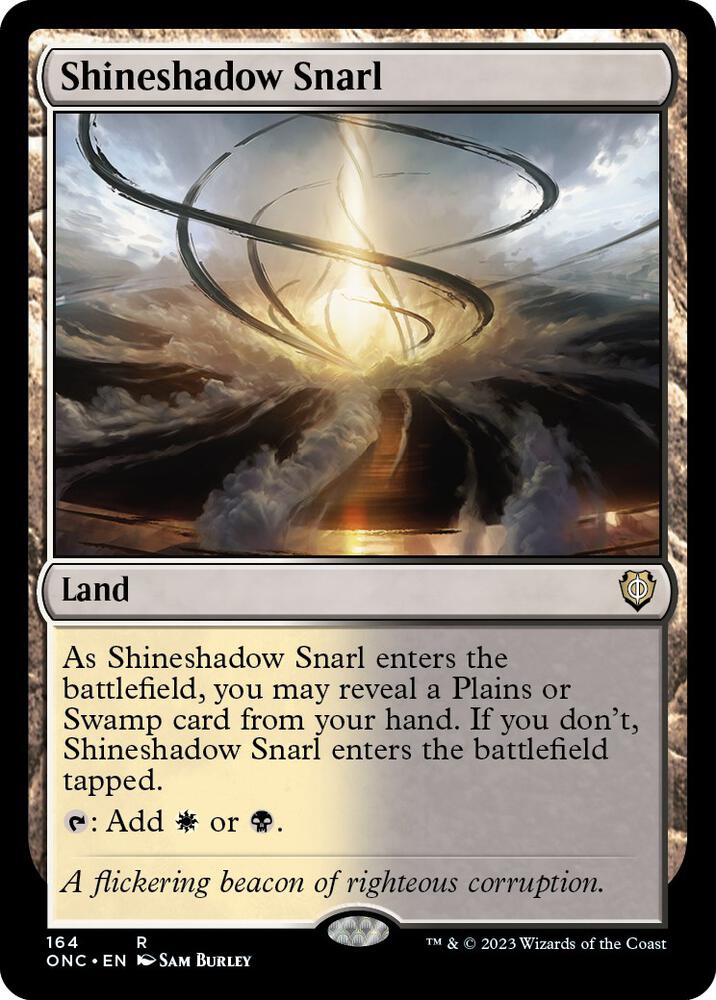 Shineshadow Snarl 164 card from Commander: Phyrexia: All Will Be One