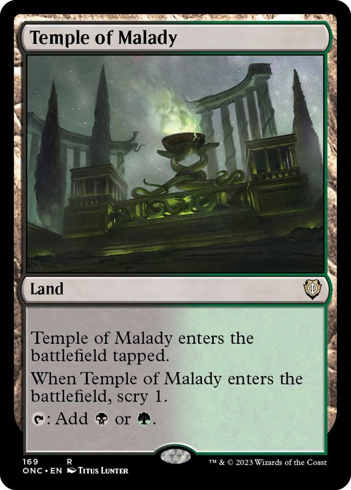 Temple of Malady 169 card from Commander: Phyrexia: All Will Be One