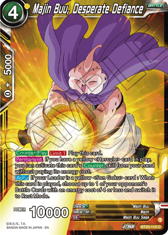 Majin Buu, Desperate Defiance BT20-110 card from Power Absorbed