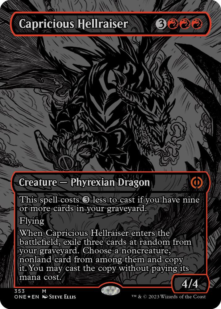 Capricious Hellraiser (Oil Slick Raised Foil) 353 card from Phyrexia: All Will Be One