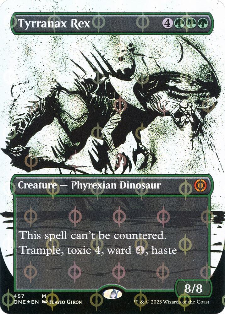 Tyrranax Rex (Showcase) (Step-and-Compleat Foil) 457 card from Phyrexia: All Will Be One