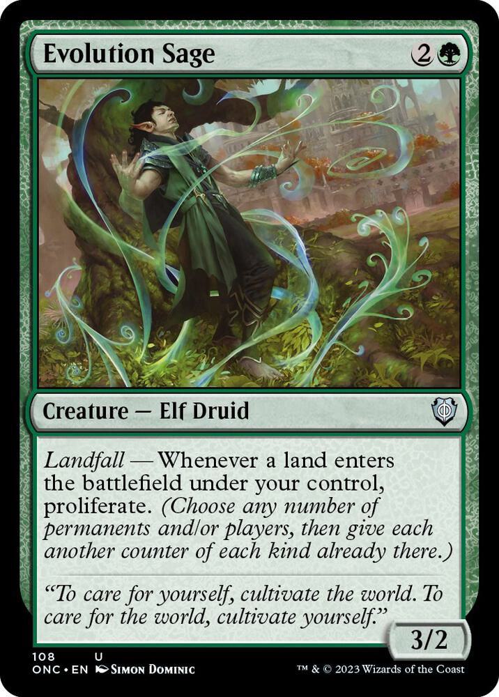 Evolution Sage 108 card from Commander: Phyrexia: All Will Be One