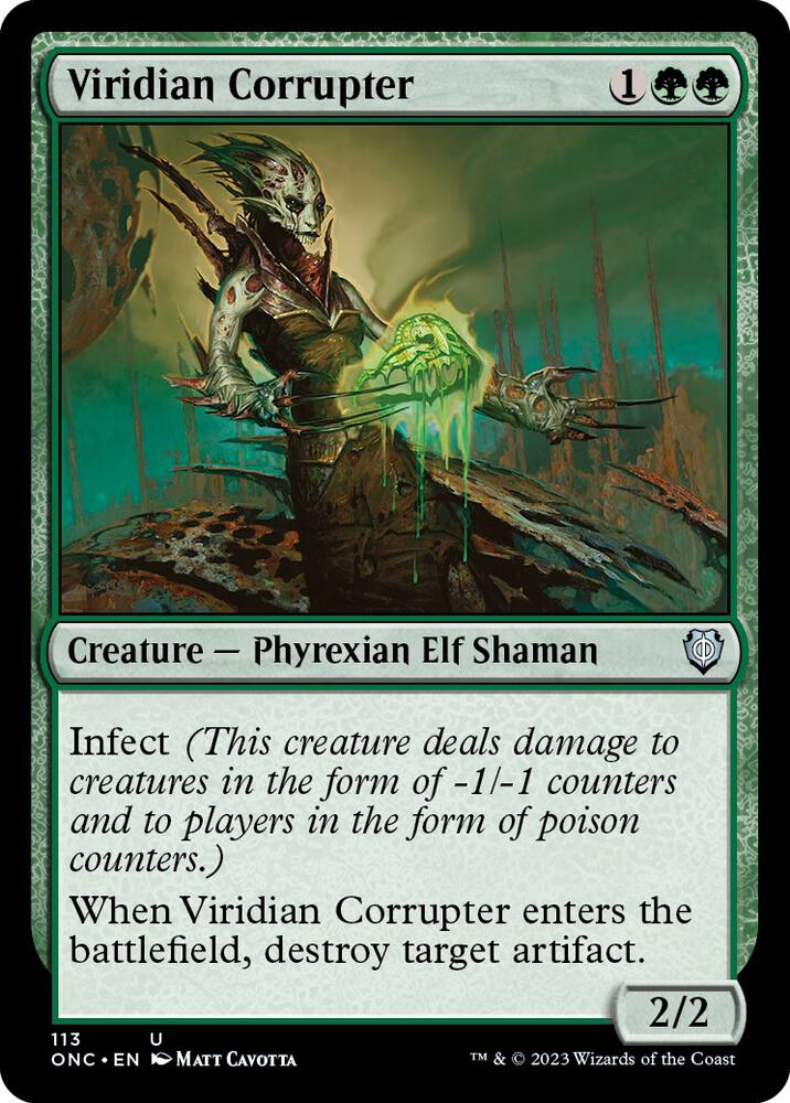 Viridian Corrupter 113 card from Commander: Phyrexia: All Will Be One