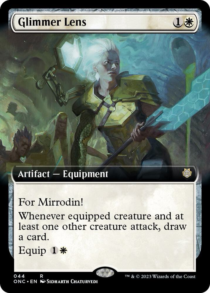 Glimmer Lens (Extended Art) 44 card from Commander: Phyrexia: All Will Be One