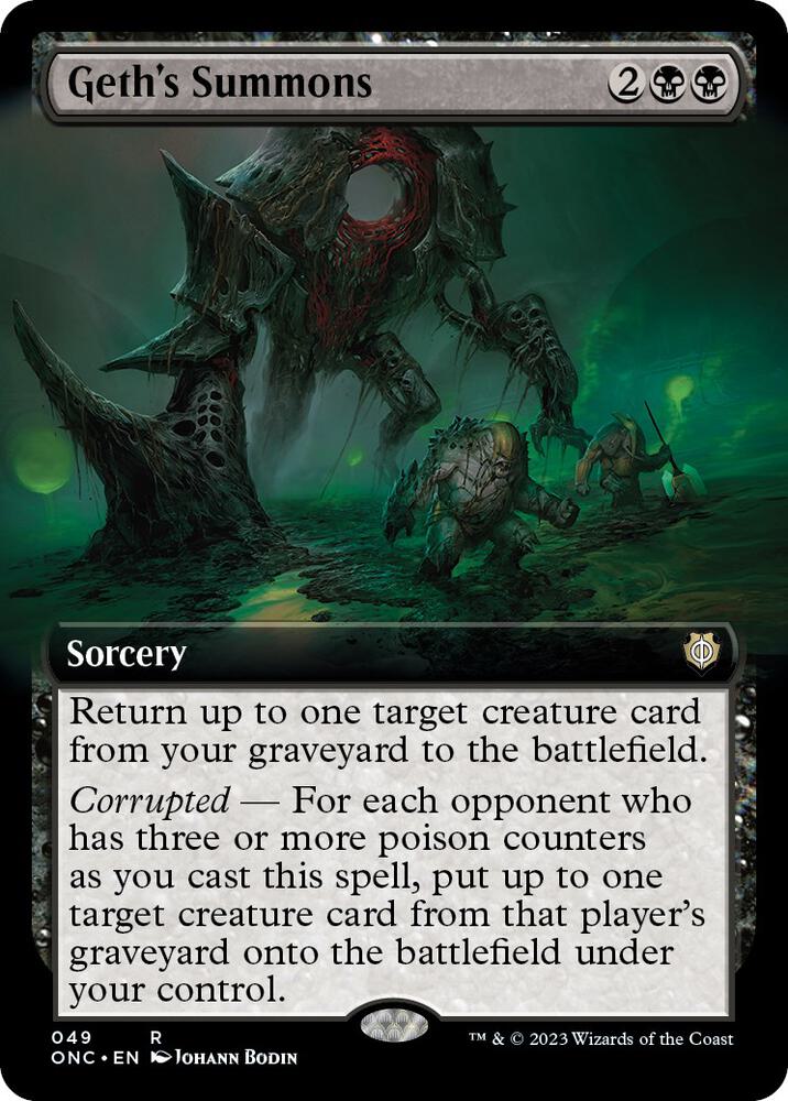 Geth's Summons (Extended Art) 49 card from Commander: Phyrexia: All Will Be One