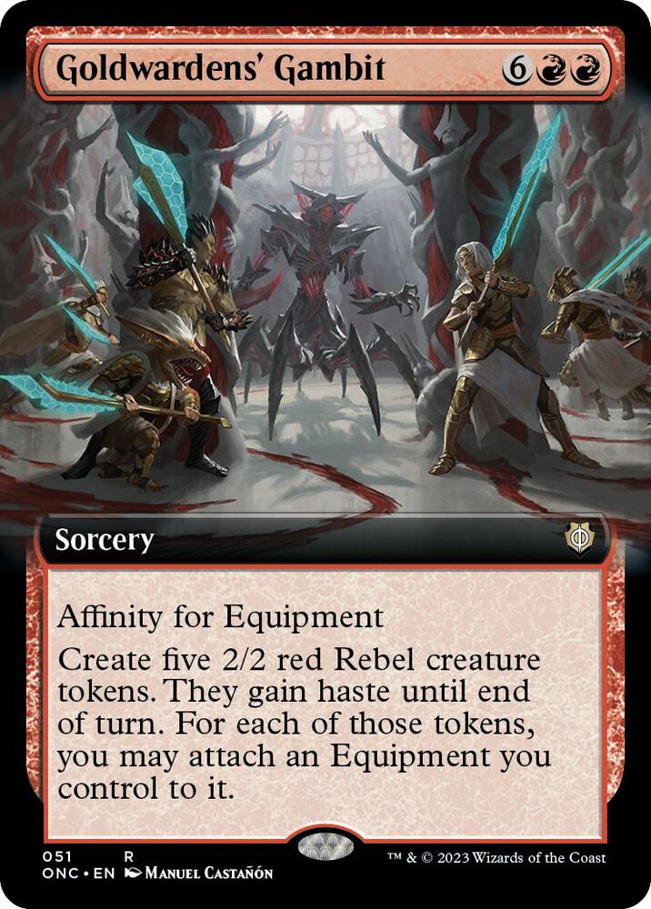 Goldwardens' Gambit (Extended Art) 51 card from Commander: Phyrexia: All Will Be One