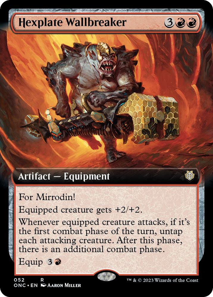Hexplate Wallbreaker (Extended Art) 52 card from Commander: Phyrexia: All Will Be One