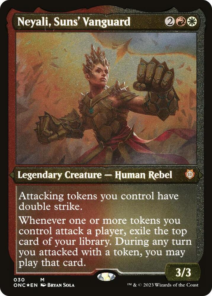 Neyali, Suns' Vanguard (Display Commander) (Foil Etched) - Thick Stock 30 card from Commander: Phyrexia: All Will Be One